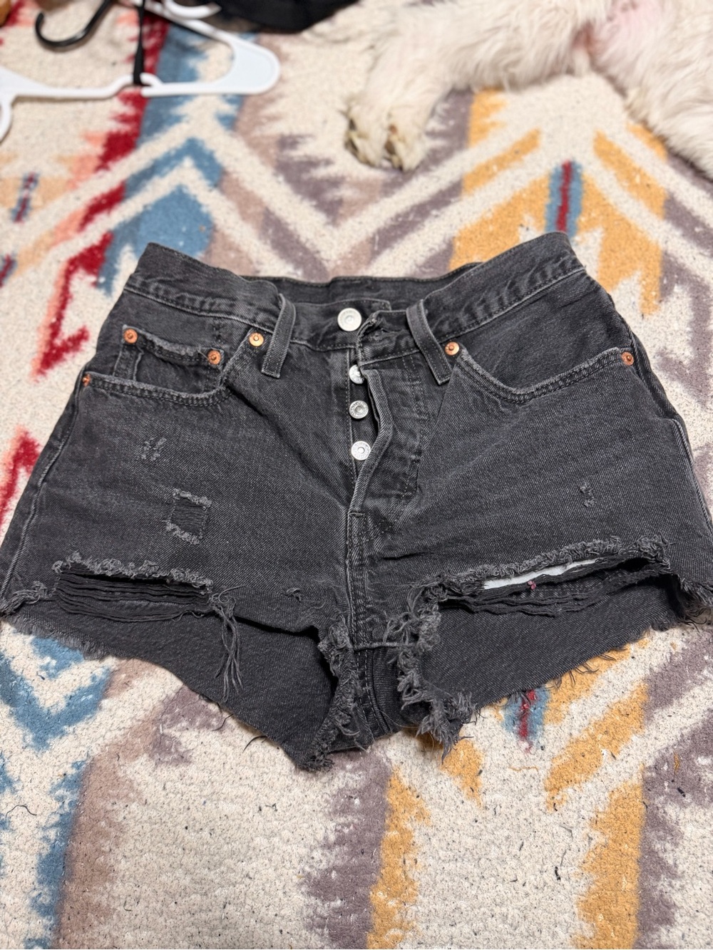 Levi’s 501 original black washed Denim cutoff shorts Frayed W26